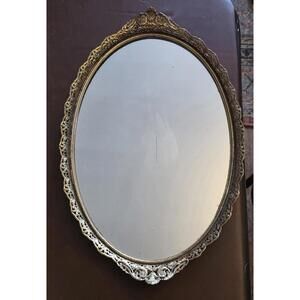 Vintage 1950s Hollywood Regency Filigree Mirrored Vanity Tray 18" x 11"